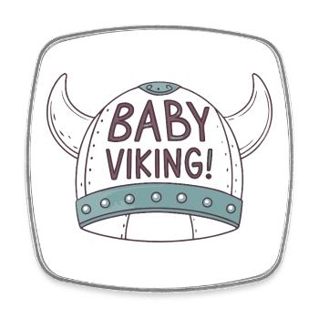 Baby Wikinger Helm illustriert - Viereckiger Kühlschrankmagnet - Weiß - Vorne