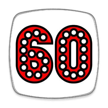 60. 60 JAHRE. 60-JÄHRIGES JUBILÄUM. 60. GEBURTSTAG. - Viereckiger Kühlschrankmagnet - Weiß - Vorne