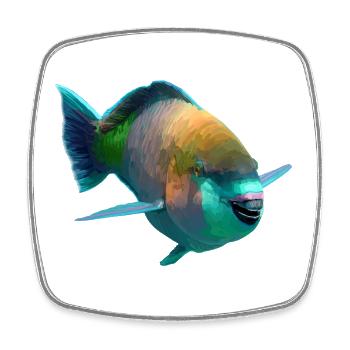 Farbenfroh Fisch Pop-Art - Viereckiger Kühlschrankmagnet - Weiß - Vorne