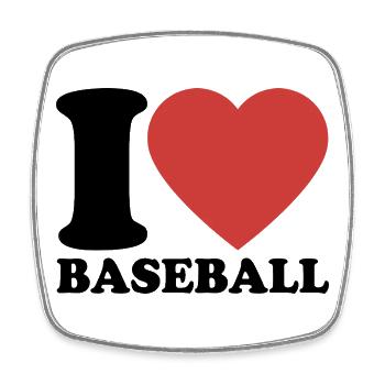 I Love Baseball - Herz - Sport - Viereckiger Kühlschrankmagnet - Weiß - Vorne