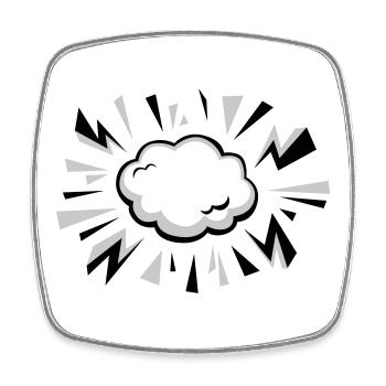 Comic Cloud with Lightning - Square fridge magnet - white - Front