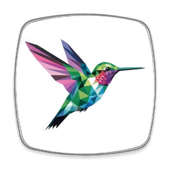 Kolibri - Cooles Vogel-Logo - Viereckiger Kühlschrankmagnet - Weiß - Vorne