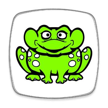 Frog Toad Laughing Funny Silly Cheeky Sitting Comic - Square fridge magnet - white - Front