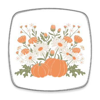Autumnal Flowers And Pumpkins Illustration - Square fridge magnet - white - Front