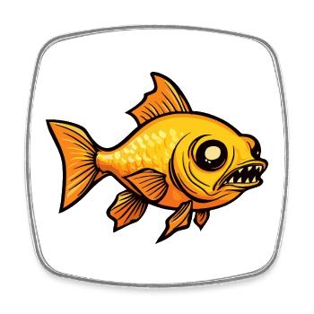 Poisson rouge Halloween Bande dessinée Zombie - Magnet carré - blanc - Devant