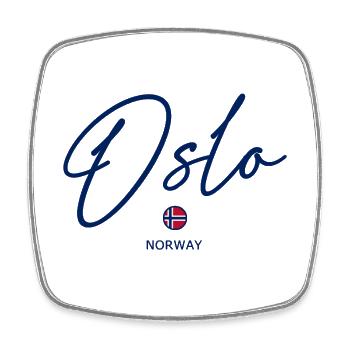 Oslo - Norway Flag - Lettering - Norge - Norwegen - Square fridge magnet - white - Front