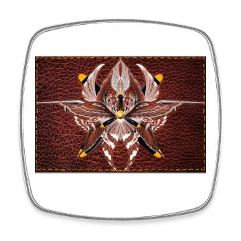 Feuerflügel Mandala auf Lederoptik - Viereckiger Kühlschrankmagnet - Weiß - Vorne
