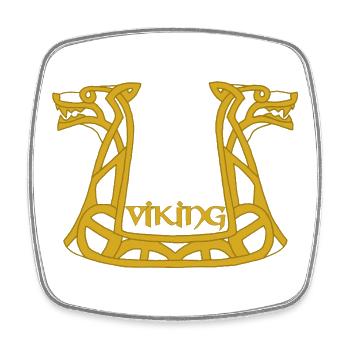 Goldener Wikinger-Drache - Viereckiger Kühlschrankmagnet - Weiß - Vorne