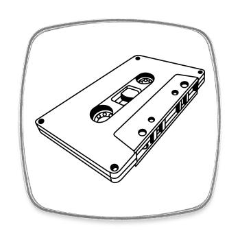 Kassette schräg Retro – Musik Mixtape Design - Viereckiger Kühlschrankmagnet - Weiß - Vorne