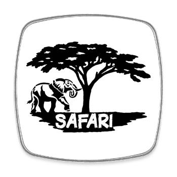 Safari et éléphant noir - Magnet carré - blanc - Devant