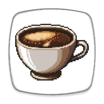 PixelKaffee Kaffeetasse Kunst - Viereckiger Kühlschrankmagnet - Weiß - Vorne
