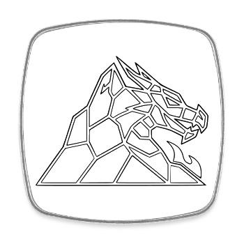 Drachenfels Geometric : Dragon Saga comme vecteur - Magnet carré - blanc - Devant