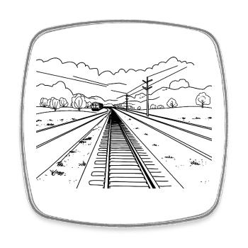 Railway Sketch - Square fridge magnet - white - Front