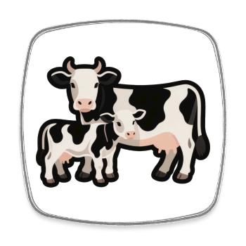 Kuh und Kalb – Liebe in Schwarzweiß - Viereckiger Kühlschrankmagnet - Weiß - Vorne
