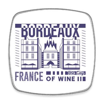 Bordeaux France Tee - Magnet carré - blanc - Devant