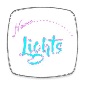 Neon Lights Schriftzug - Viereckiger Kühlschrankmagnet - Weiß - Vorne