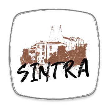 Palais national Sintra ocre rouge Portugal - Magnet carré - blanc - Devant