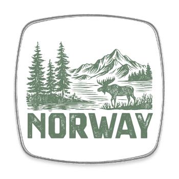 Norwegische Waldlandschaft mit Elch - Viereckiger Kühlschrankmagnet - Weiß - Vorne