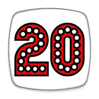 20. 20e ANNIVERSAIRE. ANNIVERSAIRE 20 ANS. 20 ANS. - Magnet carré - blanc - Devant