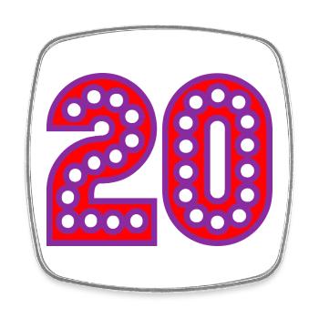 20. 20th ANNIVERSARY. 20 YEARS ANNIVERSARY. 20 YEARS. - Square fridge magnet - white - Front