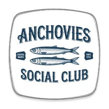 Anchovies Social Club - Square fridge magnet - white - Front