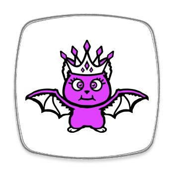 Cute Bat Princess Crown Eyelashes Halloween - Square fridge magnet - white - Front