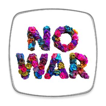 Lettres de fleurs NO WAR, No War - Magnet carré - blanc - Devant