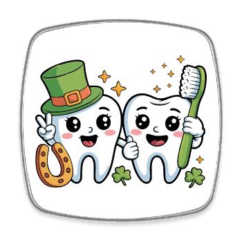 Lustiger Zahnarzt St. Patricks Tag - Viereckiger Kühlschrankmagnet - Weiß - Vorne