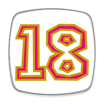 18. 18 YEARS OLD. 18th ANNIVERSARY. 18 BIRTHDAY. - Square fridge magnet - white - Front