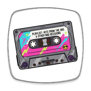 Neon Kassette Playlist 90er Jahre - Viereckiger Kühlschrankmagnet - Weiß - Vorne
