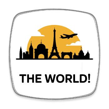 TOURISTES Explorez le monde Silhouette - Magnet carré - blanc - Devant