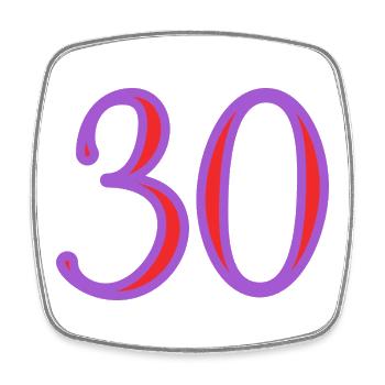 30. 30 YEARS. 30th ANNIVERSARY. 30 YEARS ANNIVERSARY. - Square fridge magnet - white - Front