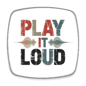 Retro Grunge – Play It Loud - Viereckiger Kühlschrankmagnet - Weiß - Vorne