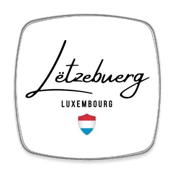 Elegantes Design Luxemburg, hergestellt in Luxemburg - Viereckiger Kühlschrankmagnet - Weiß - Vorne