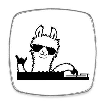 Llama DJ Cool Party Music DJ Sunglasses Cute - Square fridge magnet - white - Front