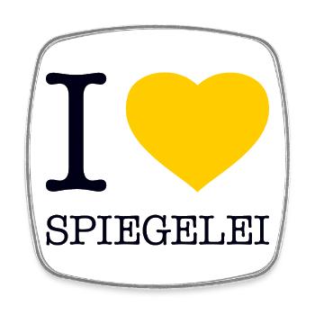I love Spiegelei - Viereckiger Kühlschrankmagnet - Weiß - Vorne