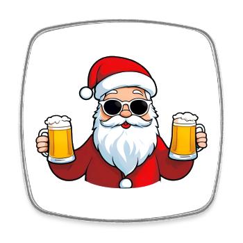 Père Noël frais avec de la bière - Magnet carré - blanc - Devant