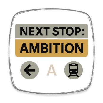 Next Stop: Ambition – Motivation Design - Viereckiger Kühlschrankmagnet - Weiß - Vorne