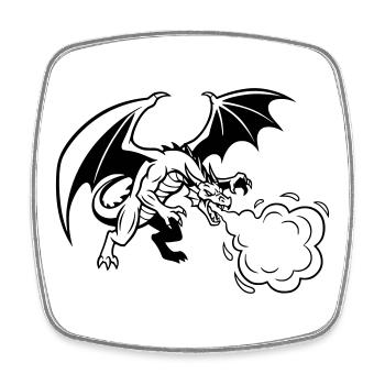 Drache_Drachen_Feuer_Gaming_Vektor - Viereckiger Kühlschrankmagnet - Weiß - Vorne