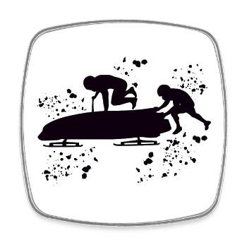 Bobsleigh Two-man Bobsleigh - Square fridge magnet - white - Front