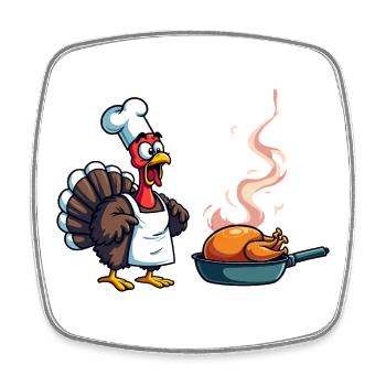 Cuisinier de dinde de Thanksgiving - Magnet carré - blanc - Devant