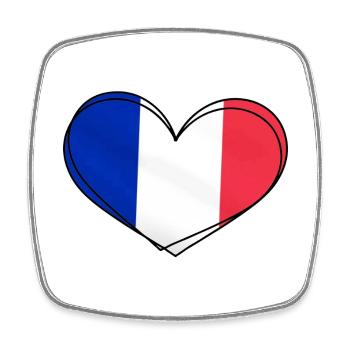 Cœur Tricolore Frankreich - Viereckiger Kühlschrankmagnet - Weiß - Vorne