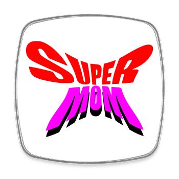 Super Mama / Super Mama - Viereckiger Kühlschrankmagnet - Weiß - Vorne
