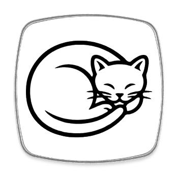Sleepy Cat Silhouette - Square fridge magnet - white - Front