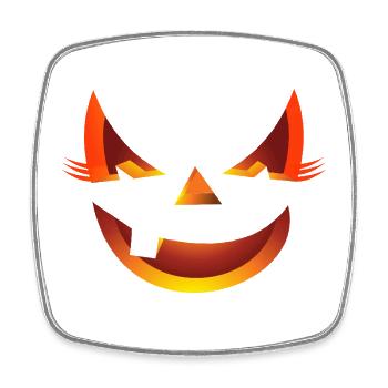 grim cool Halloween pumpkin cats motif outfit - Square fridge magnet - white - Front