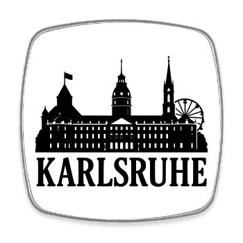 Karlsruhe Landmark Silhouette - Square fridge magnet - white - Front