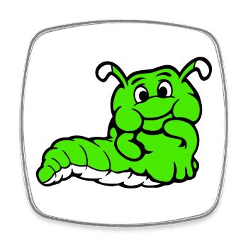 Caterpillar Worm Shy Friendly Curious Looking - Square fridge magnet - white - Front