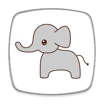 Gentle Grey Elephant Sketch - Square fridge magnet - white - Front