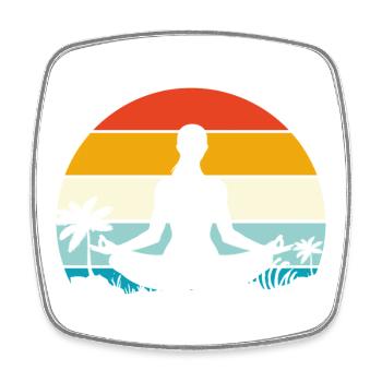 Yoga sur la plage Méditation rétro Design - Magnet carré - blanc - Devant