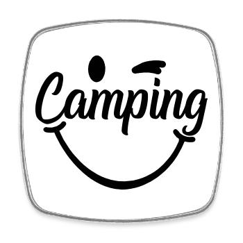 Camping Smile - Viereckiger Kühlschrankmagnet - Weiß - Vorne